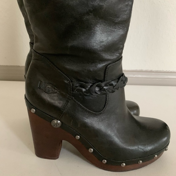 UGG SAVANNA Braided Leather w/ Sherpa Shearling Sheepskin Knee High Boots • 7 - Picture 11 of 16